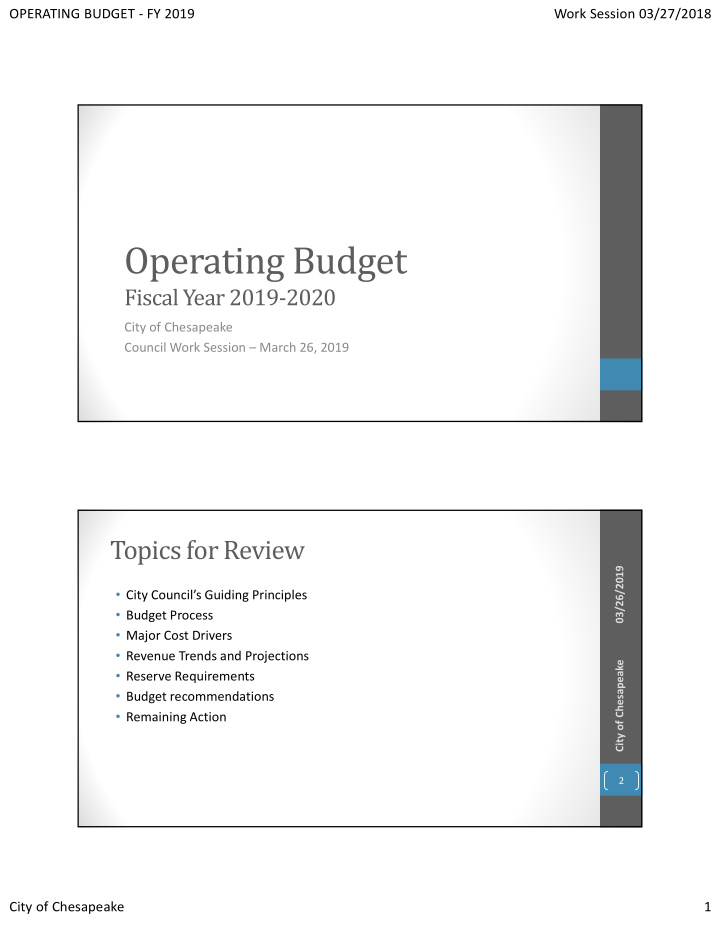 operating budget