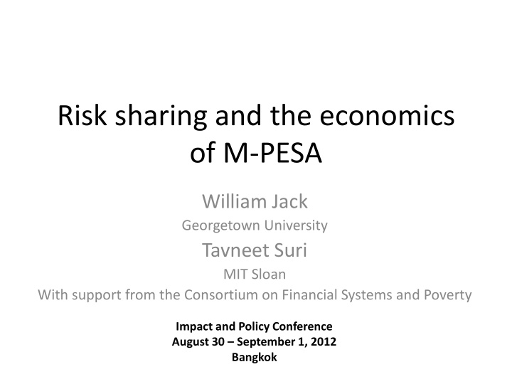 risk sharing and the economics