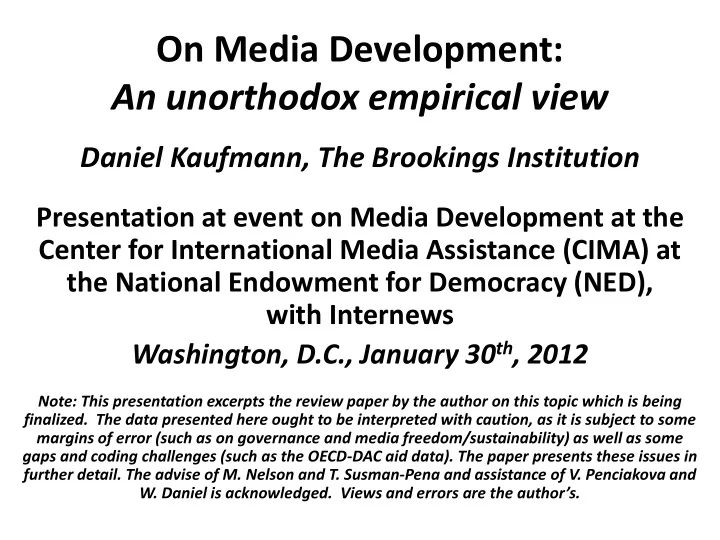 on media development an unorthodox empirical view