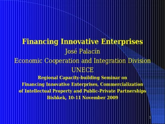 Financing Innovative Enterprises  Jos Palacn  Economic Cooperation and Integration Division