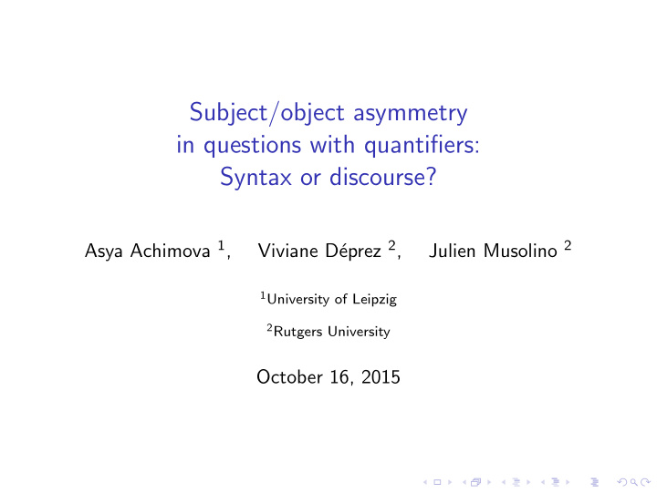 subject object asymmetry in questions with quantifiers
