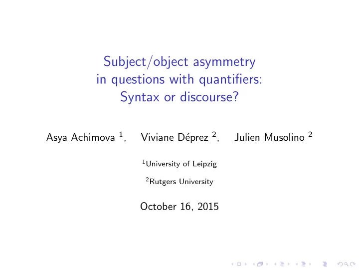 subject object asymmetry in questions with quantifiers