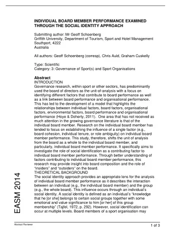 EASM 2014  The social identity approach provides an appropriate lens for the analysis  of