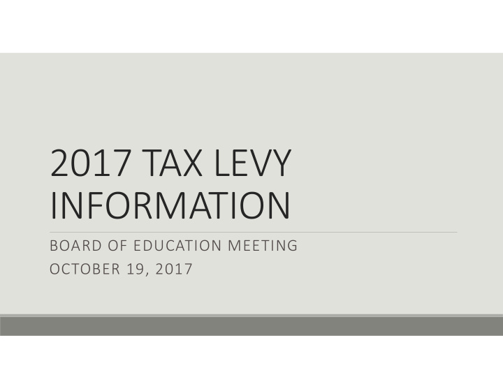 2017 tax levy information