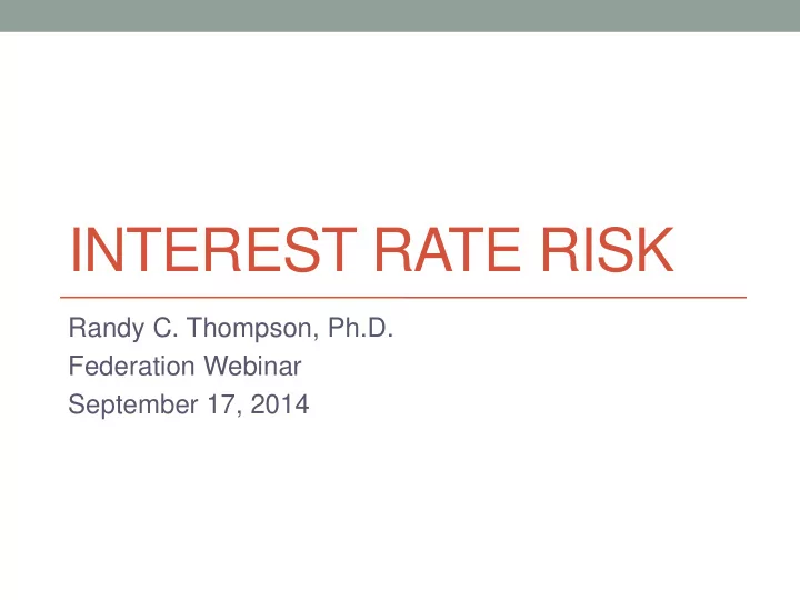 interest rate risk