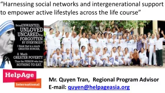 Harnessing social networks and intergenerational support  to empower active lifestyles across