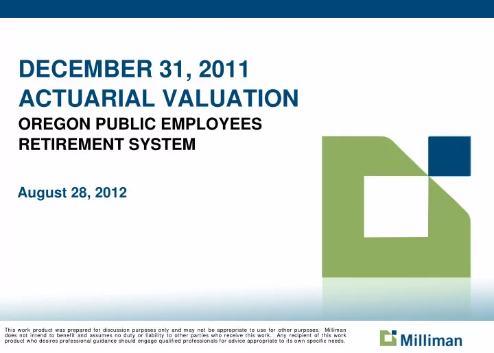 december 31 2011 actuarial valuation