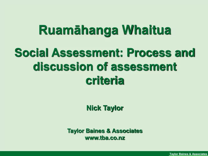 ruam hanga whaitua