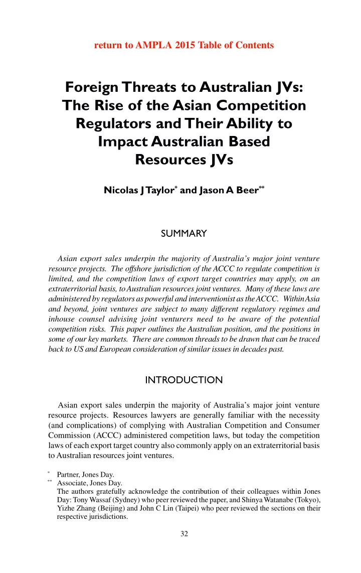 foreign threats to australian jvs the rise of the asian