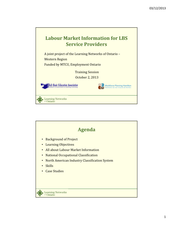 labour market information for lbs service providers