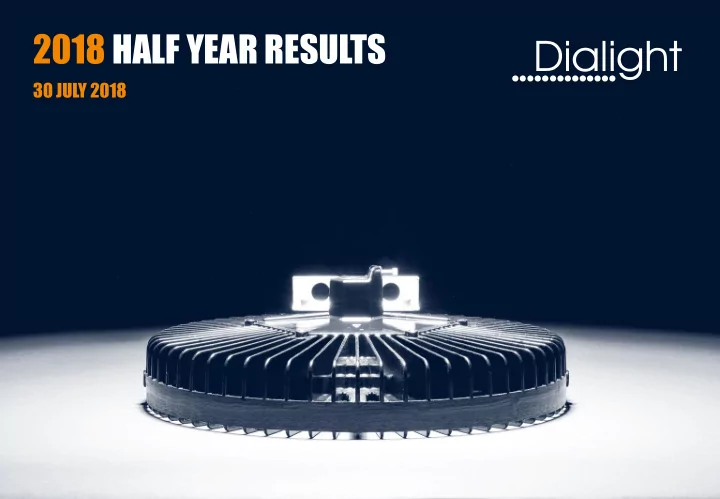 2018 half year results
