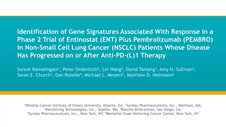 identification of gene signatures associated with