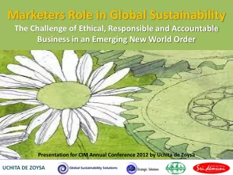 Marketers Role in Global Sustainability  The Challenge of Ethical, Responsible and Accountable