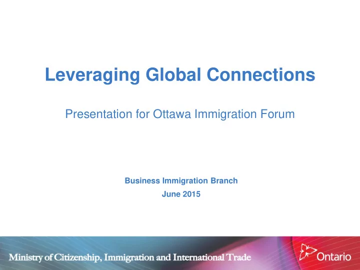 leveraging global connections