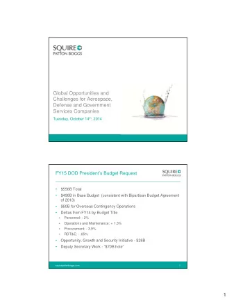 Global Opportunities and  Challenges for Aerospace,  Defense and Government  Services Companies