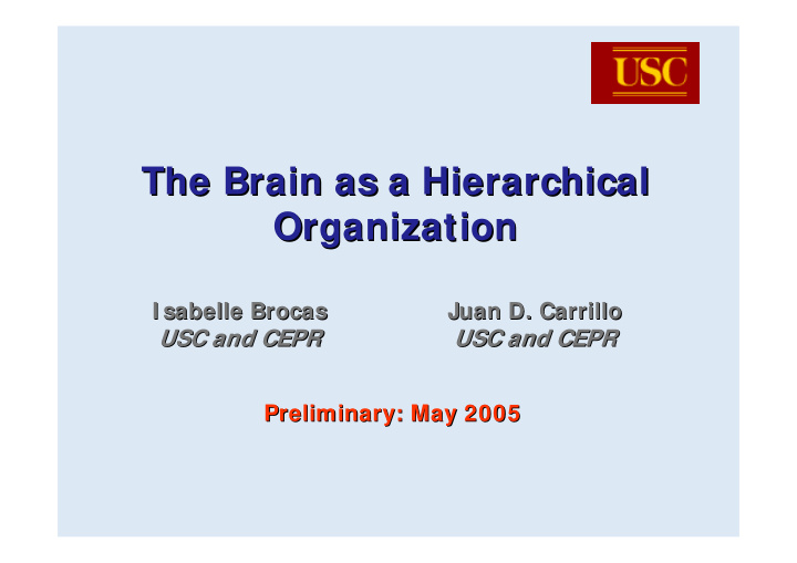 the brain as a hierarchical the brain as a hierarchical