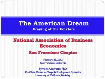 The American Dream  Fraying of the Folklore  ~Bruce Springsteen  What everyone is talking about