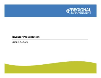Investor Presentation  June 17, 2020  Legal Disclosures  This document contains summarized