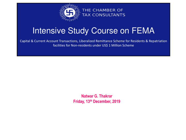 intensive study course on fema