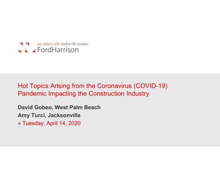hot topics arising from the coronavirus covid 19 pandemic