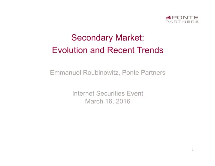 evolution and recent trends
