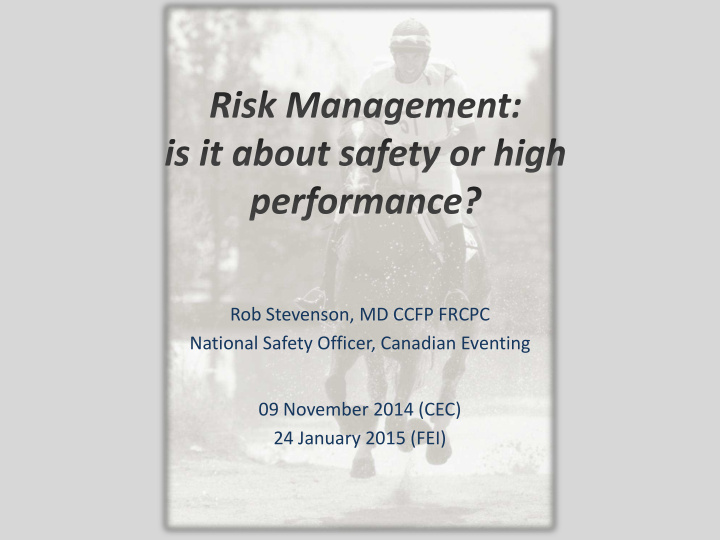 rob stevenson md ccfp frcpc national safety officer