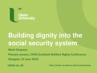 social security system  Mark Simpson  Plenary session, CPAG Scotland Welfare Rights Conference