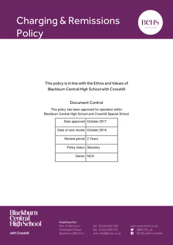 This policy is in line with the Ethos and Values of  Blackburn Central High School with Crosshill