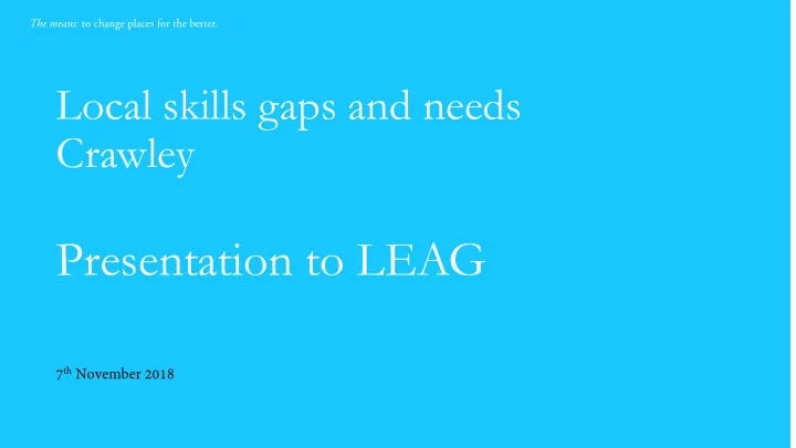 presentation to leag