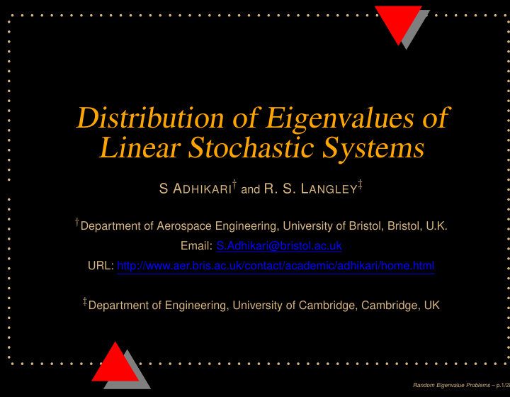 distribution of eigenvalues of linear stochastic systems