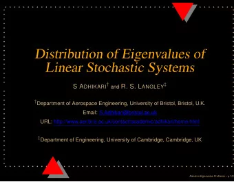 Distribution of Eigenvalues of  Linear Stochastic Systems S A DHIKARI  and R. S. L ANGLEY