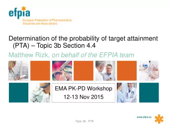 Determination of the probability of target attainment  (PTA)  Topic 3b Section 4.4 Matthew Rizk