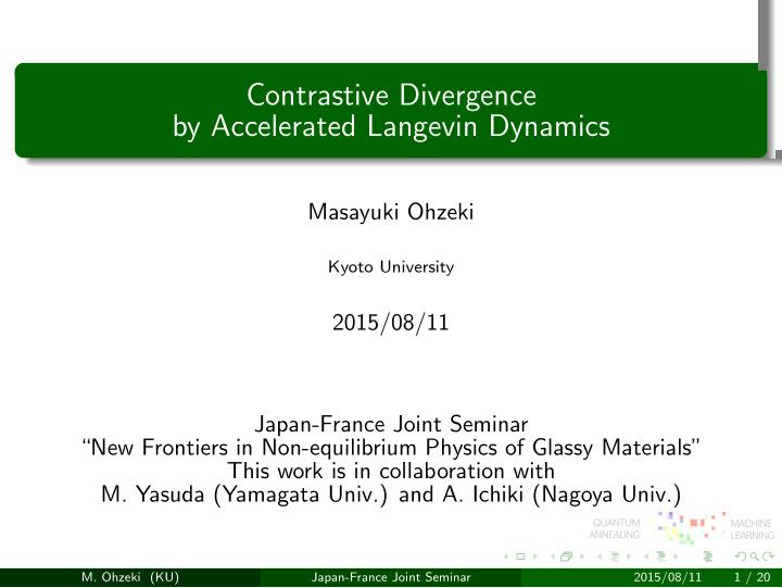 contrastive divergence by accelerated langevin dynamics
