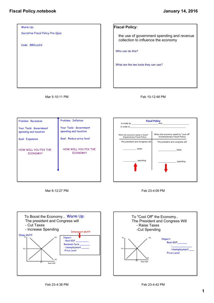 fiscal policy notebook january 14 2016