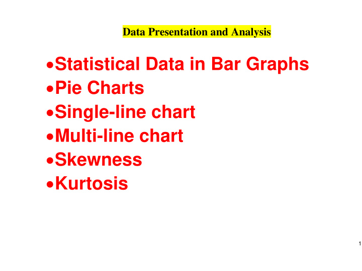 statistical data in bar graphs pie charts single line