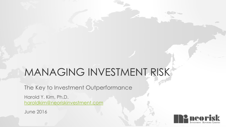 managing investment risk