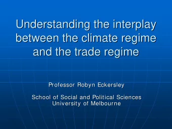 Understanding the interplay  Understanding the interplay  between the climate regime  between the