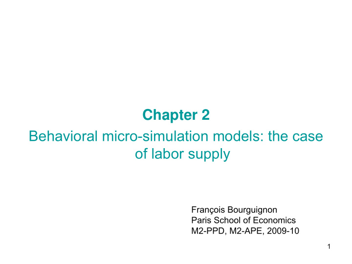 chapter 2 behavioral micro simulation models the case of