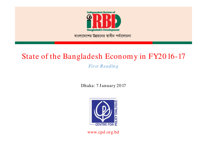 state of the bangladesh economy in fy2016 17