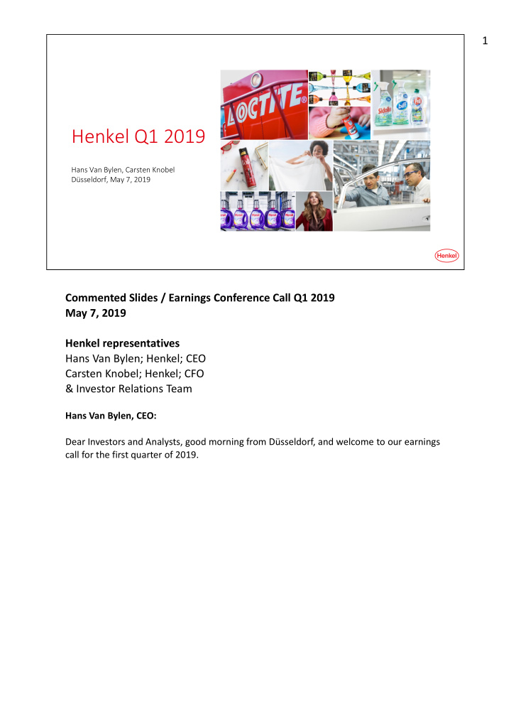 henkel q1 2019