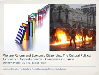 Welfare Reform and Economic Citizenship: The Cultural Political  Economy of Socio-Economic