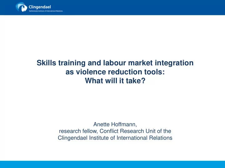 anette hoffmann research fellow conflict research unit of