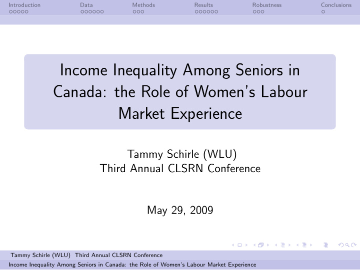 income inequality among seniors in canada the role of