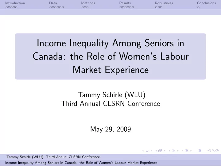 income inequality among seniors in canada the role of