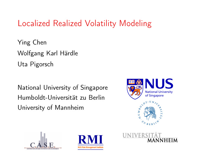 localized realized volatility modeling