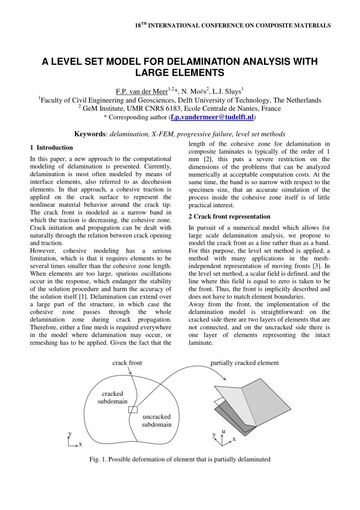 a level set model for delamination analysis with large