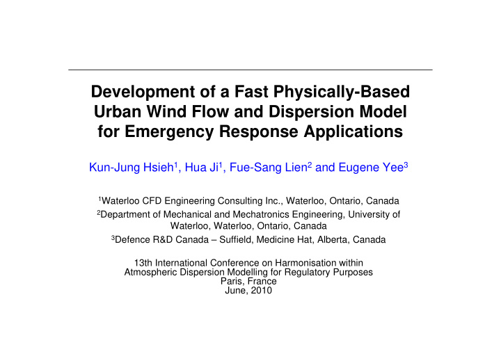 development of a fast physically based urban wind flow