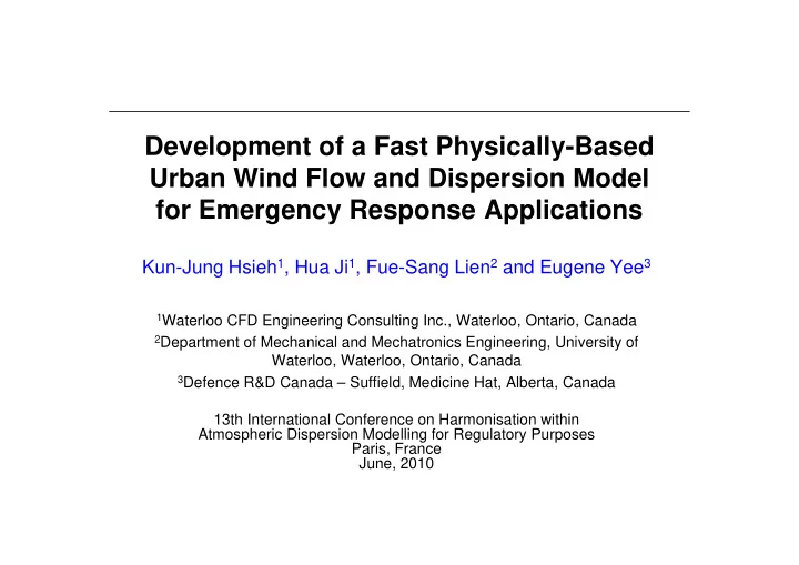 development of a fast physically based urban wind flow