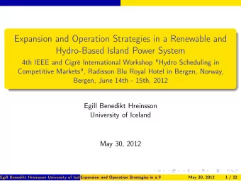 Expansion and Operation Strategies in a Renewable and  Hydro-Based Island Power System  4th IEEE