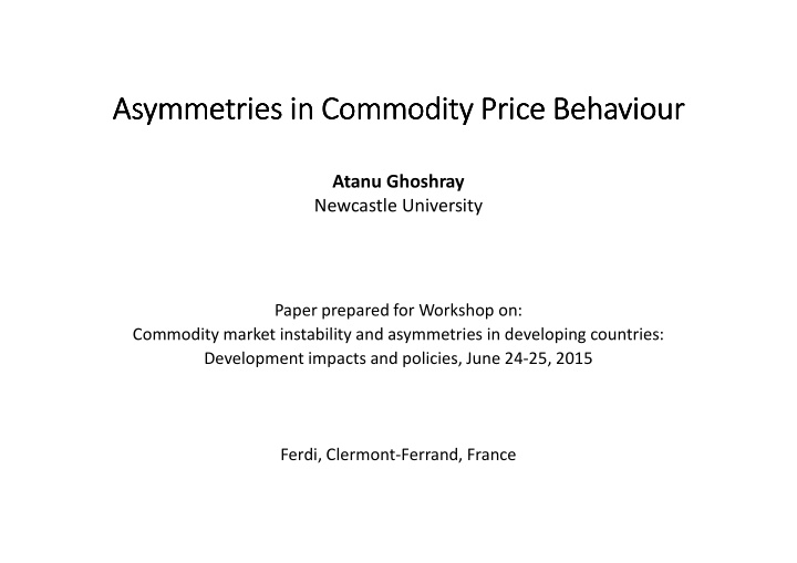 asymmetries in commodity price asymmetries in commodity